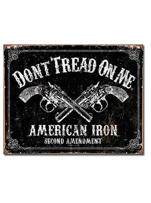 American Iron - 16" x 12.5" - Tin Sign - Don't Tread On Me