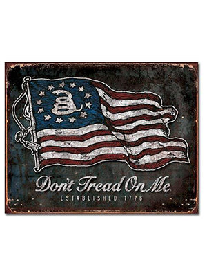 Vintage Flag - 16" x 12.5" - Tin Sign - Don't Tread On Me