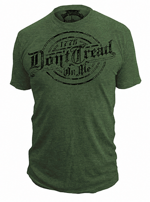 DTOM Legacy olive green T-shirt with vintage front graphic and plain sleeves