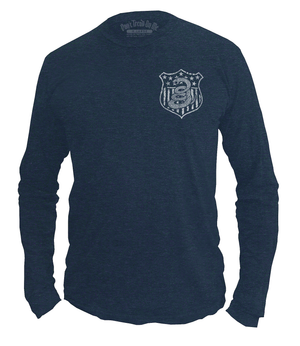 Don't Tread On Me® - Snake Shield - Longsleeve Shirt, Navy Blue